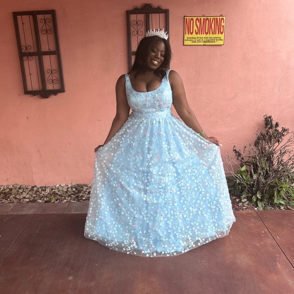 Evelina Floral Gown Collection – Blue & Gold main image 1